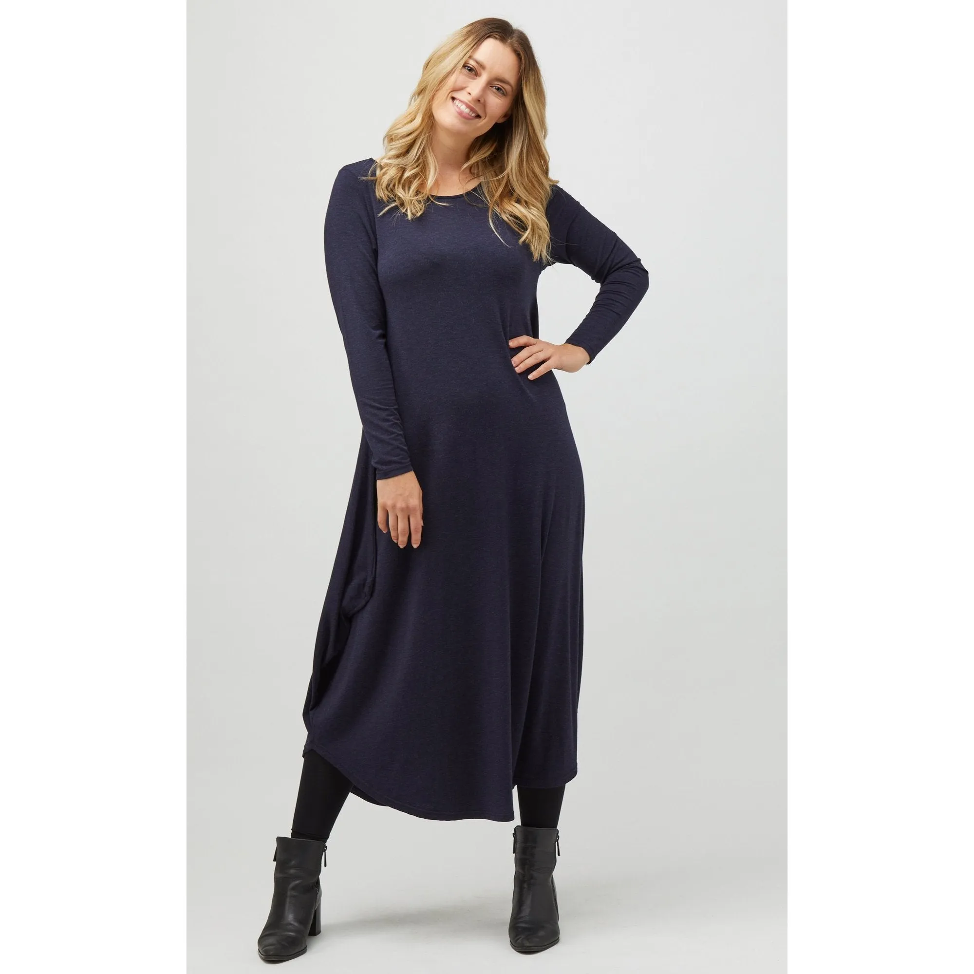 Long Sleeve Tri Dress in Midnight Marle