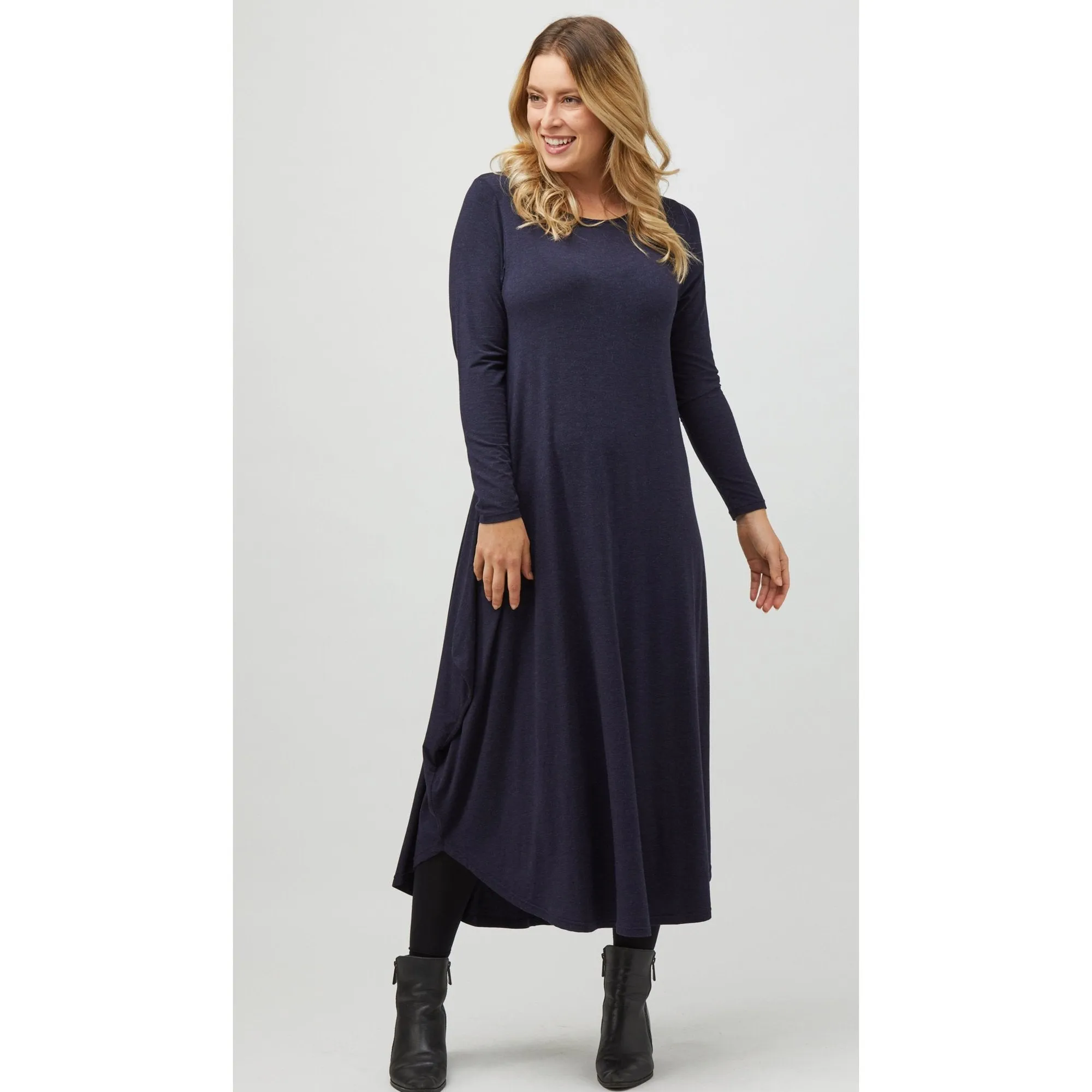 Long Sleeve Tri Dress in Midnight Marle