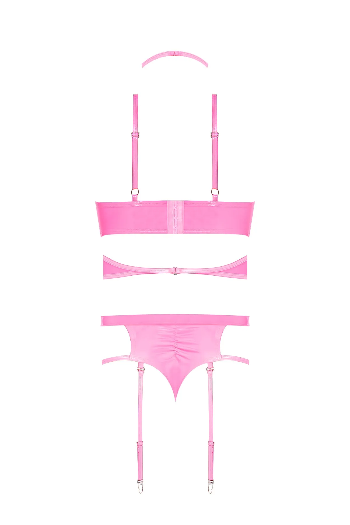 Magic Silk Hard Candy Demi Bra, Harness & Garter Panty Pink