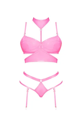 Magic Silk Hard Candy Demi Bra, Harness & Garter Panty Pink