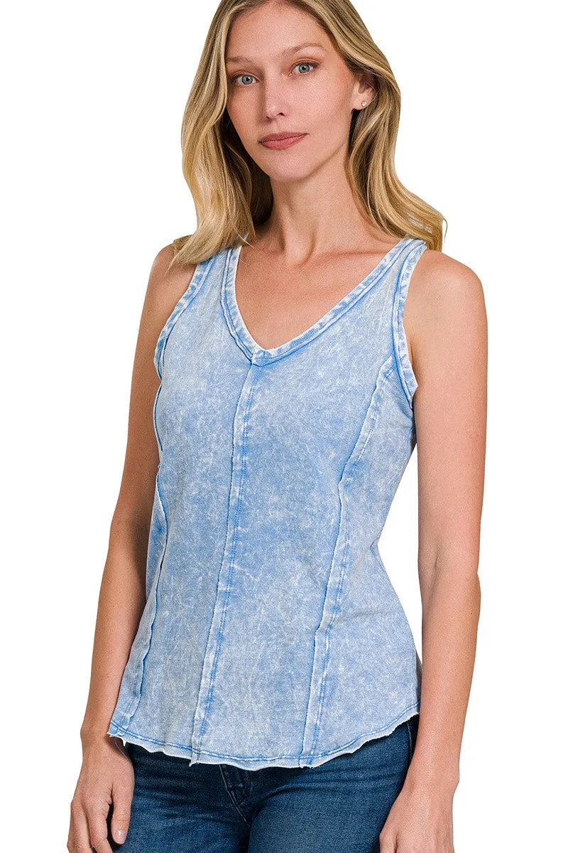 Malibu Crinkle Washed Cotton Ocean Color Tank Top