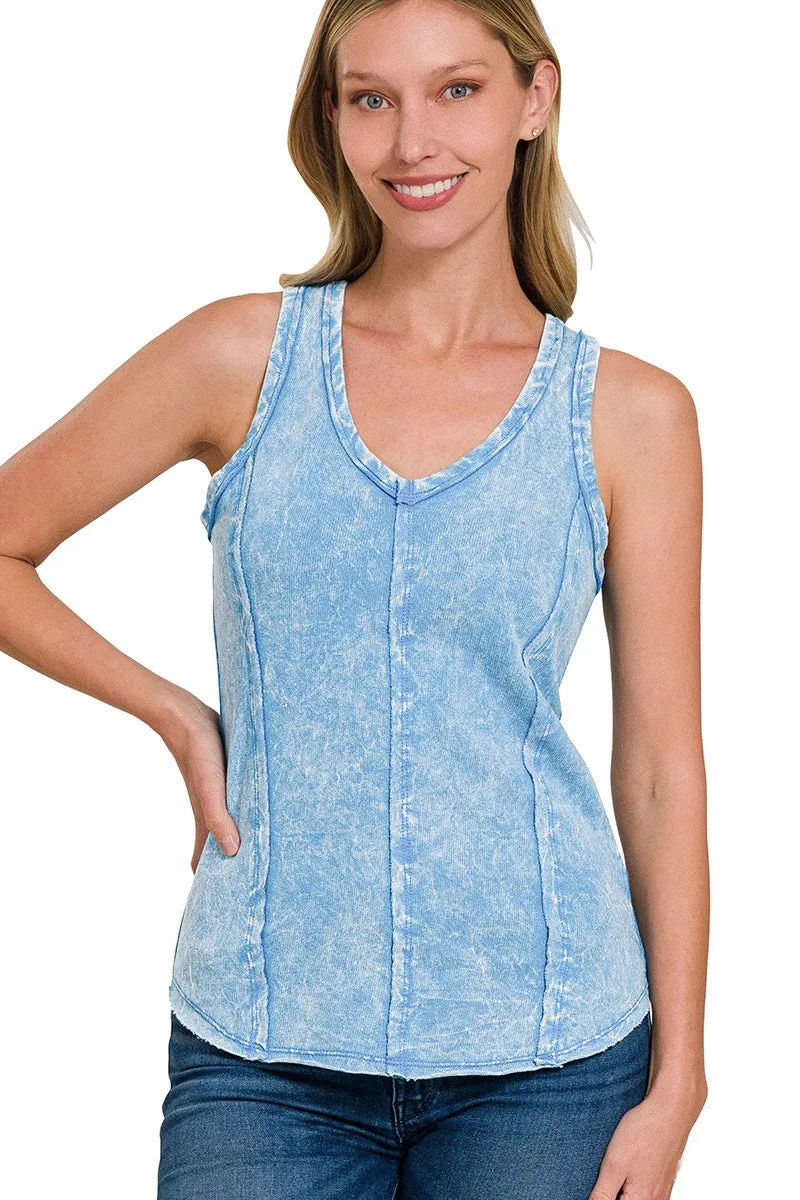 Malibu Crinkle Washed Cotton Ocean Color Tank Top