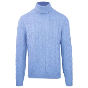 Malo Light Blue Wool Men's Turtleneck Sweater