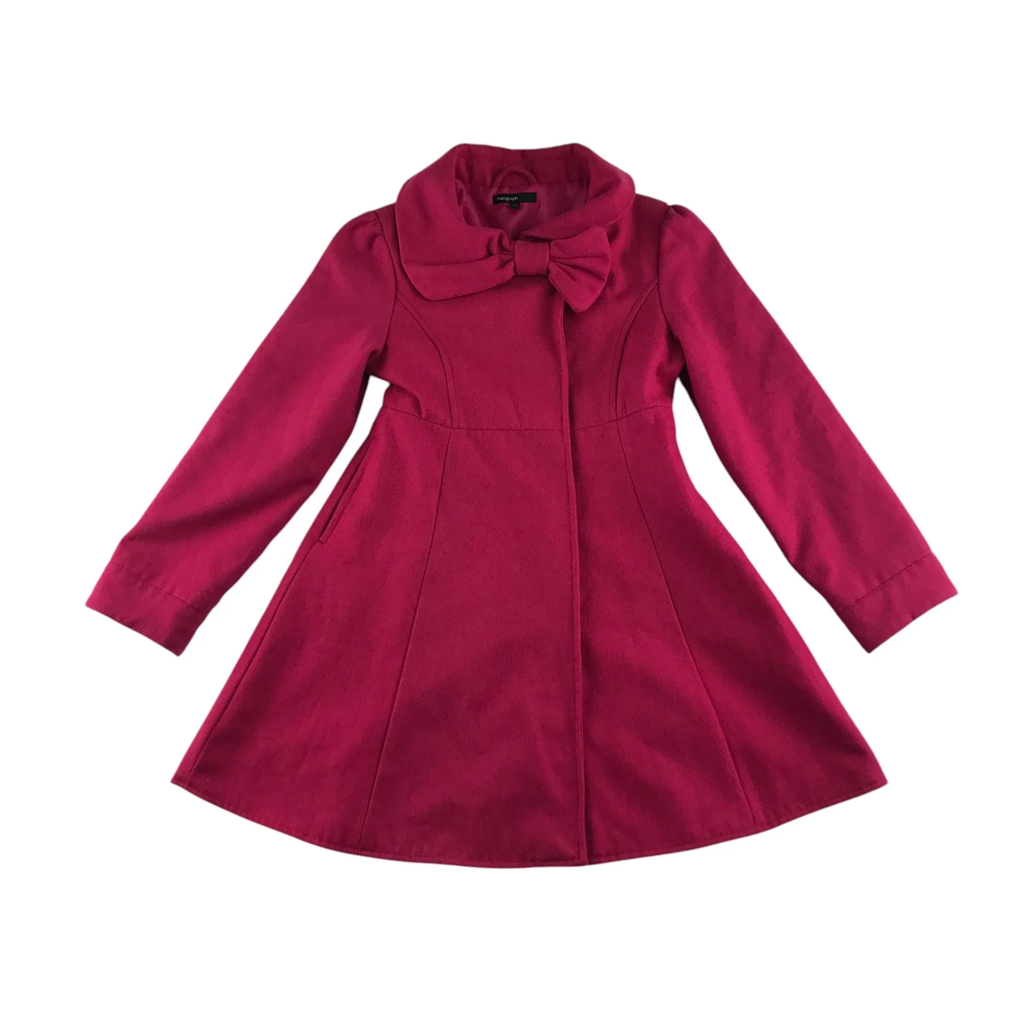 M&S coat 9-10 years fuchsia pink A-line smart wool blend