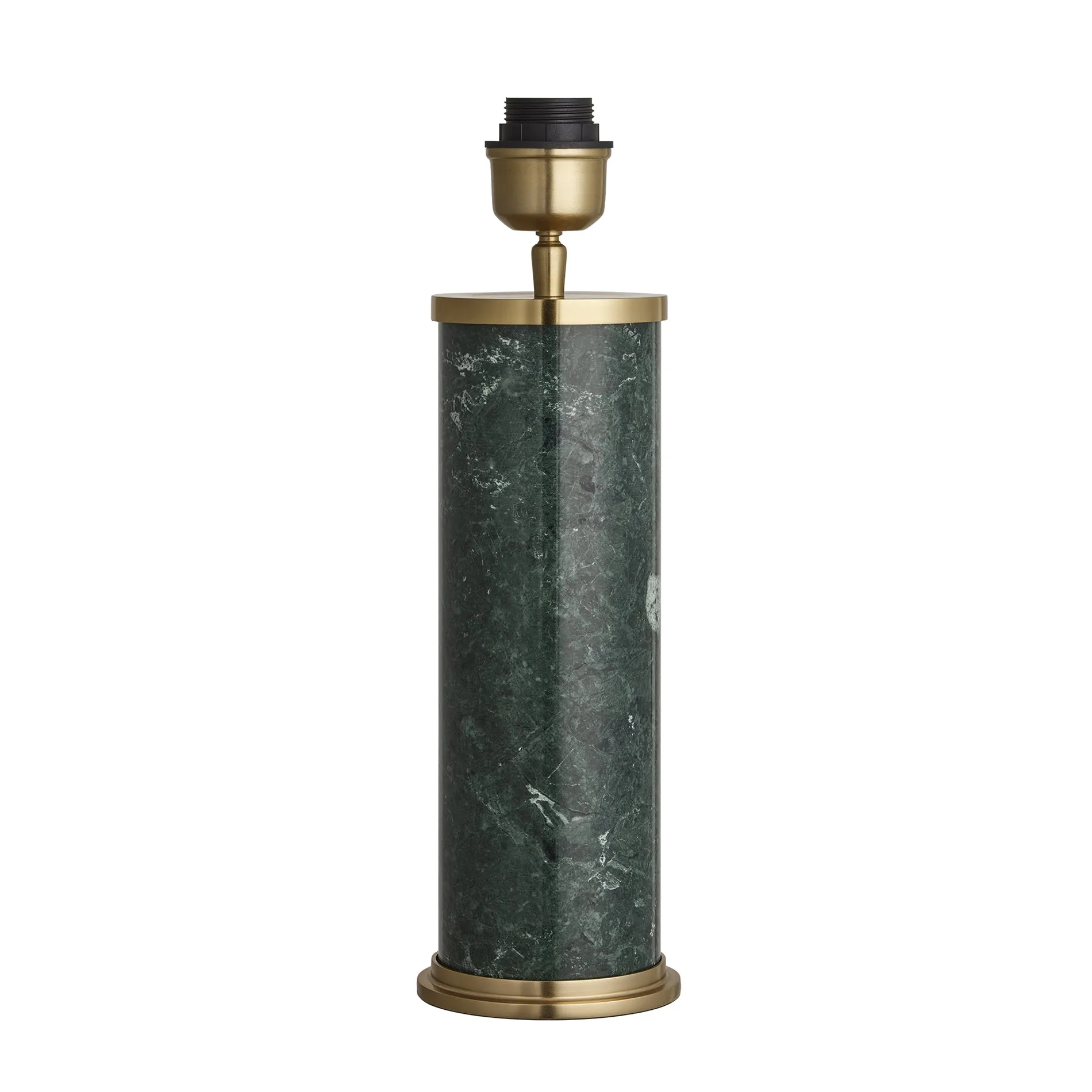 Marble Pillar Cylinder Table Lamp - Green & Brass