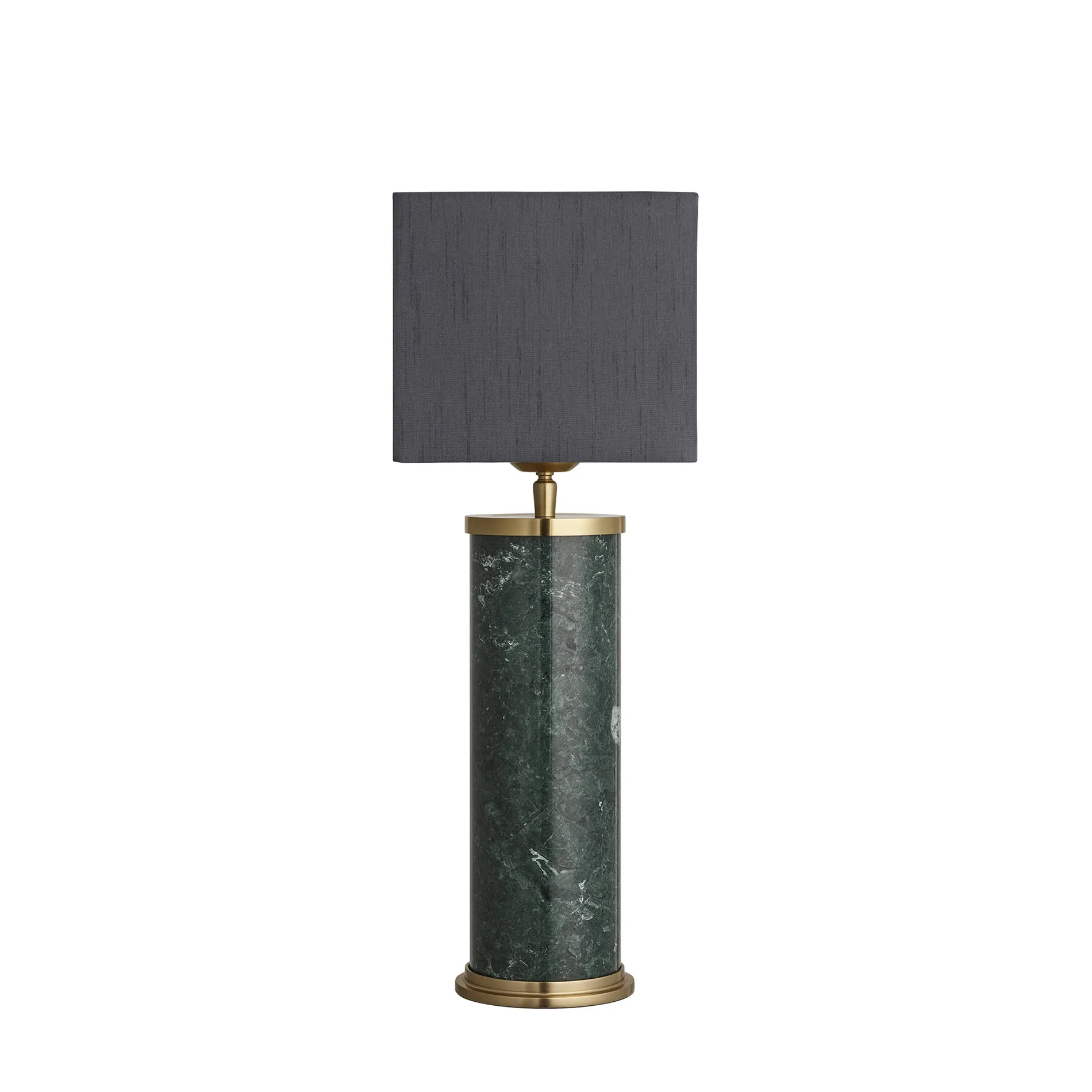 Marble Pillar Cylinder Table Lamp - Green & Brass