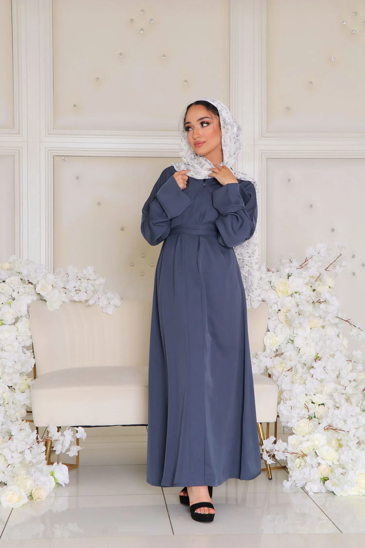 Mariah Essential Open Abaya- Dark Blue