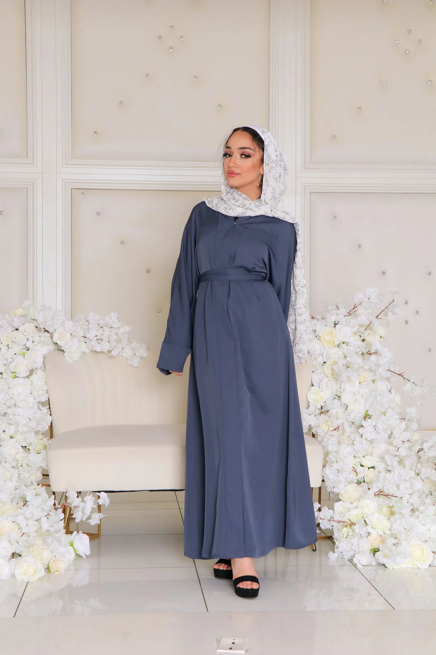 Mariah Essential Open Abaya- Dark Blue