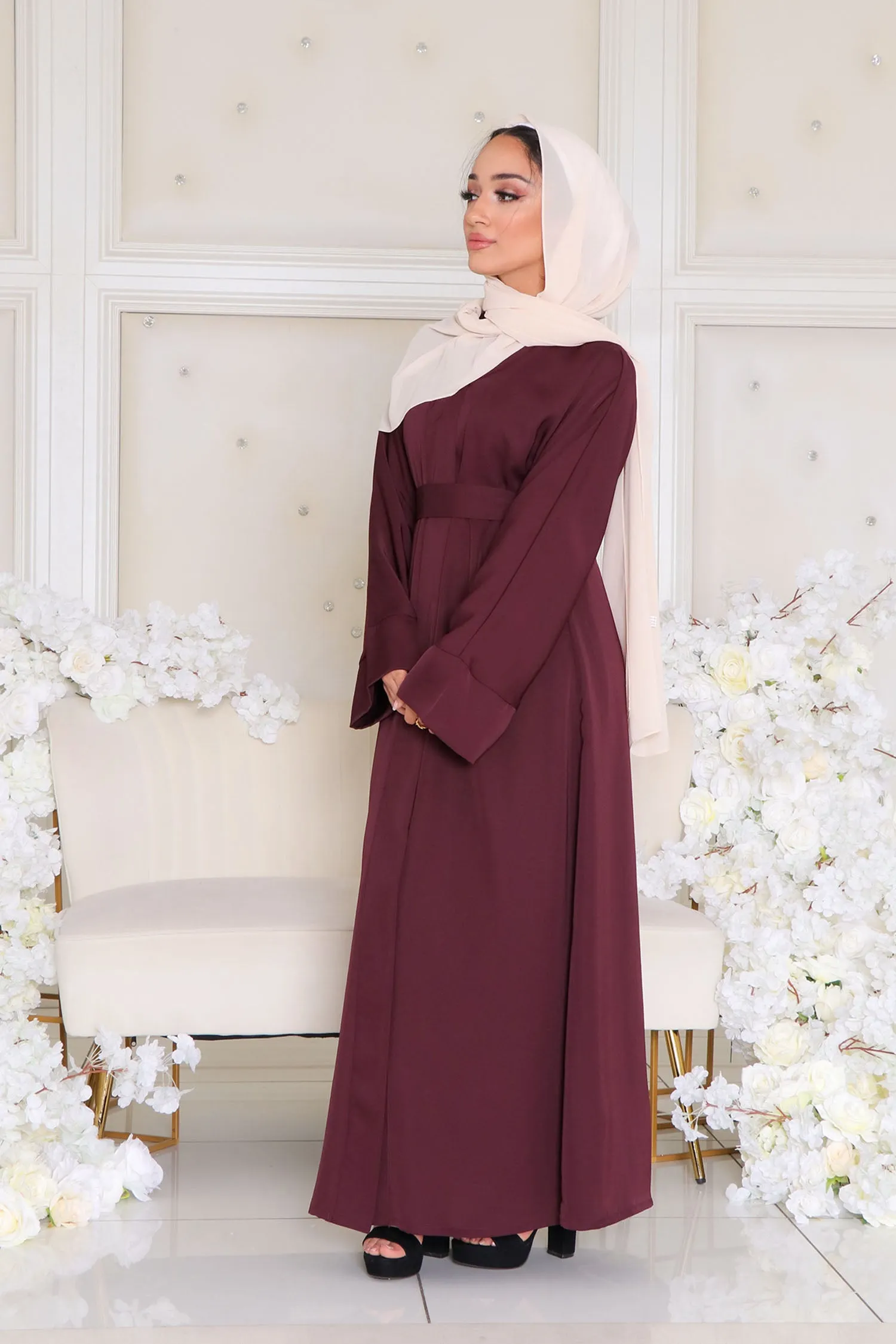 Mariah Essential Open Abaya- Mahogany