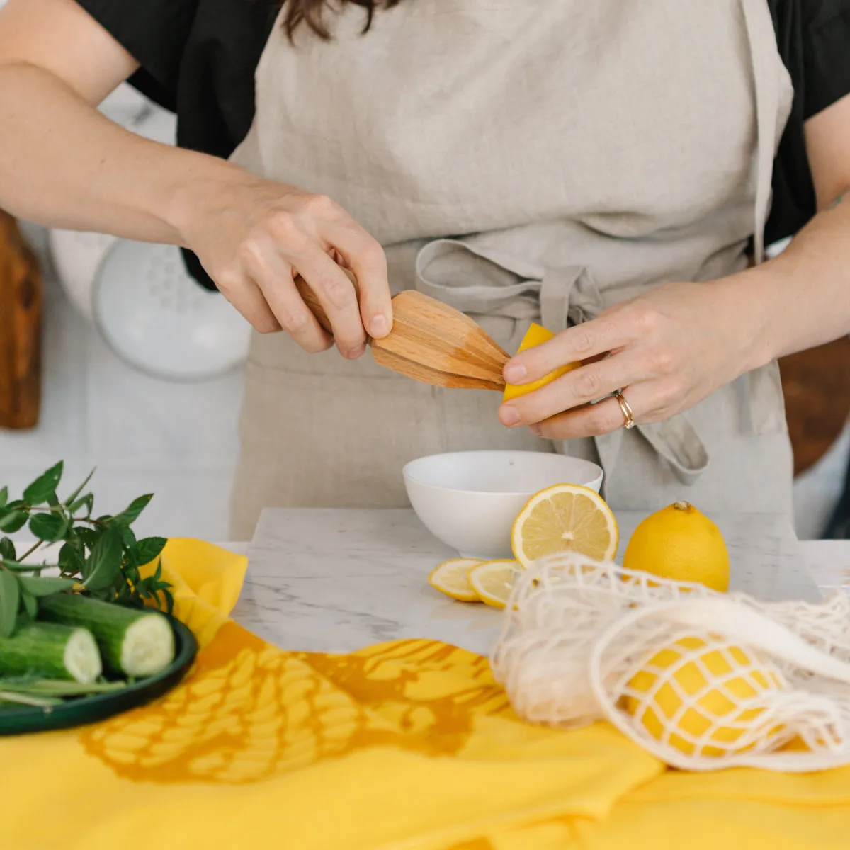 Market Bag of Lemons Generous Kitchen Towel