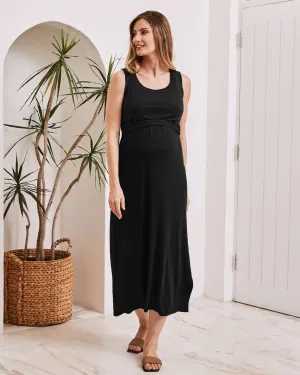 Martina Maternity & Nursing Maxi Dress in Black