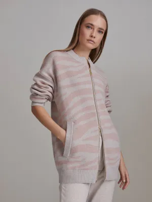 Mayberry Sweater, pale blush cobweb zebra