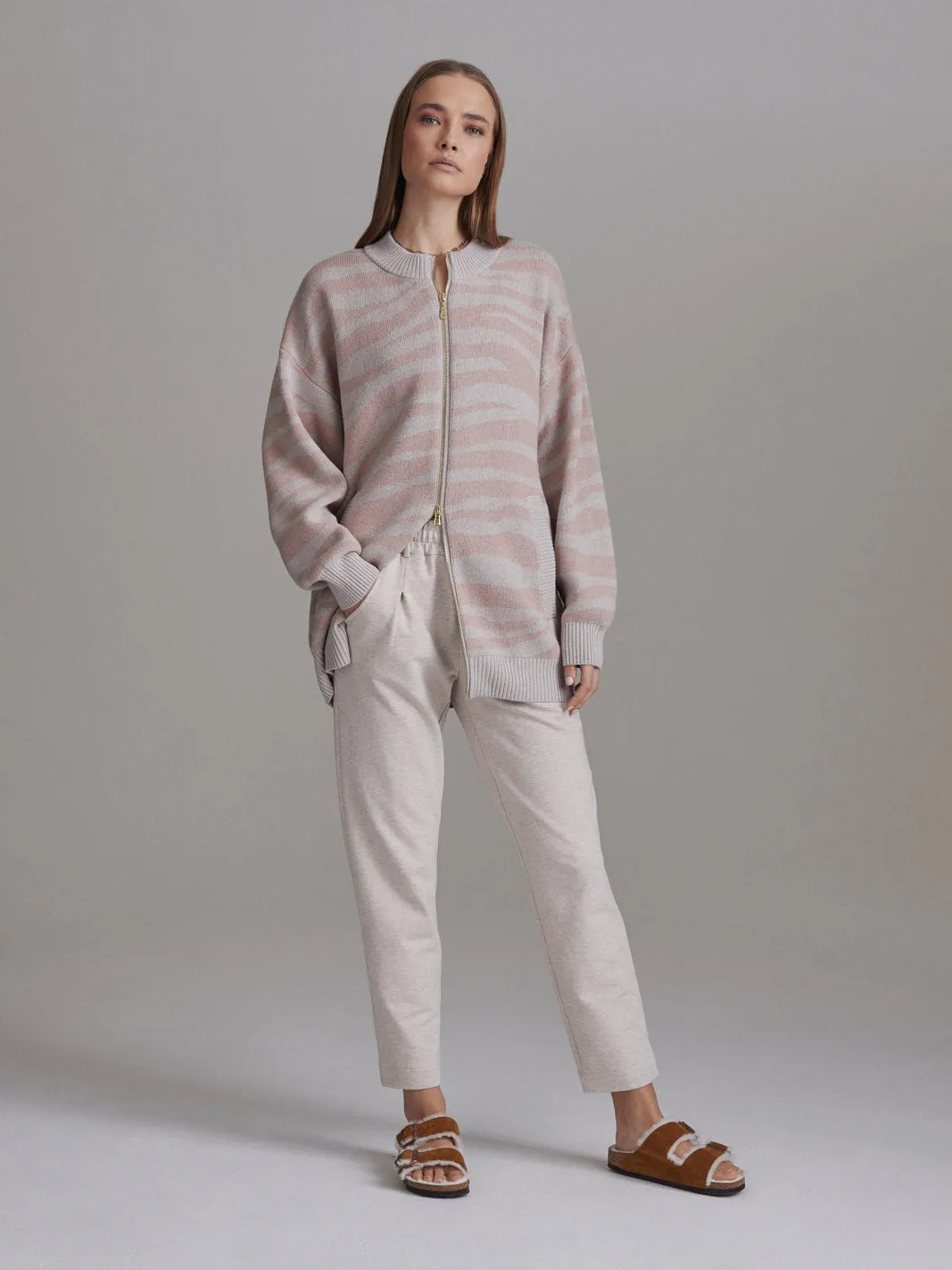 Mayberry Sweater, pale blush cobweb zebra