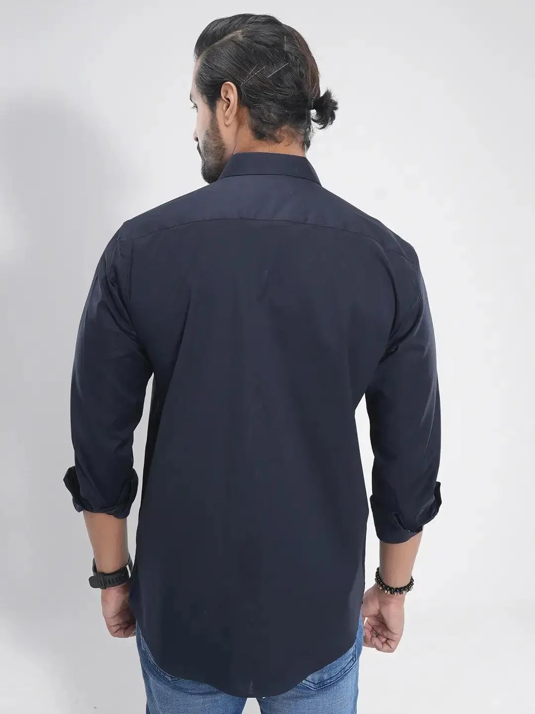 Men's Full Sleeve Casual Shirt in Indigo Blue