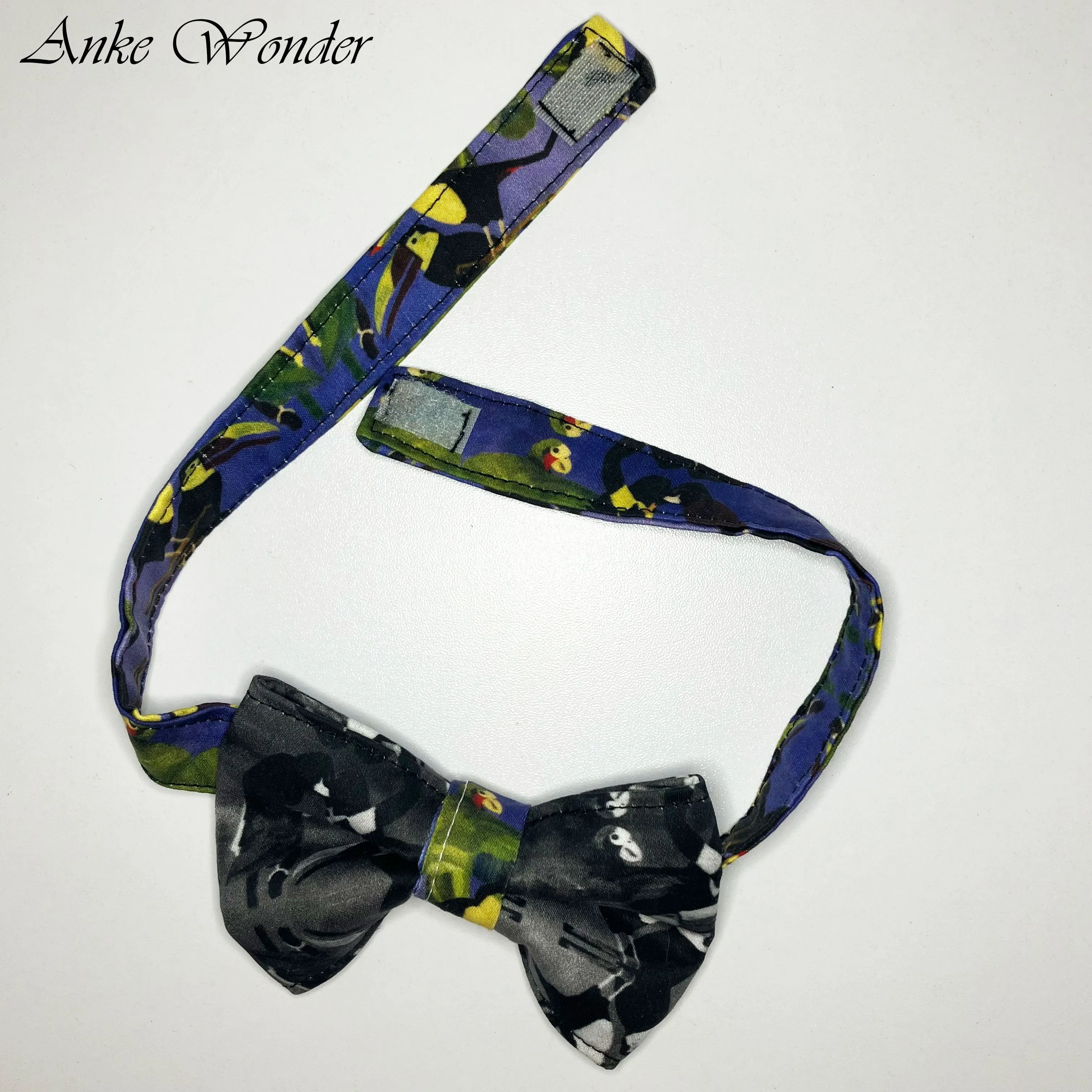 Men's Organic Cotton Bow Tie – Black & White Bird Pattern