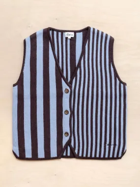 Merino wool vest in blue stripe