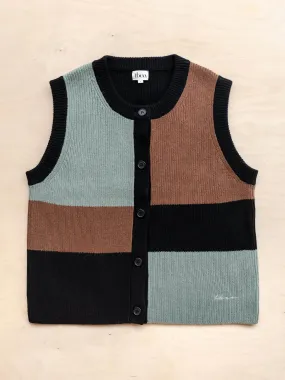 Merino wool vest in green block