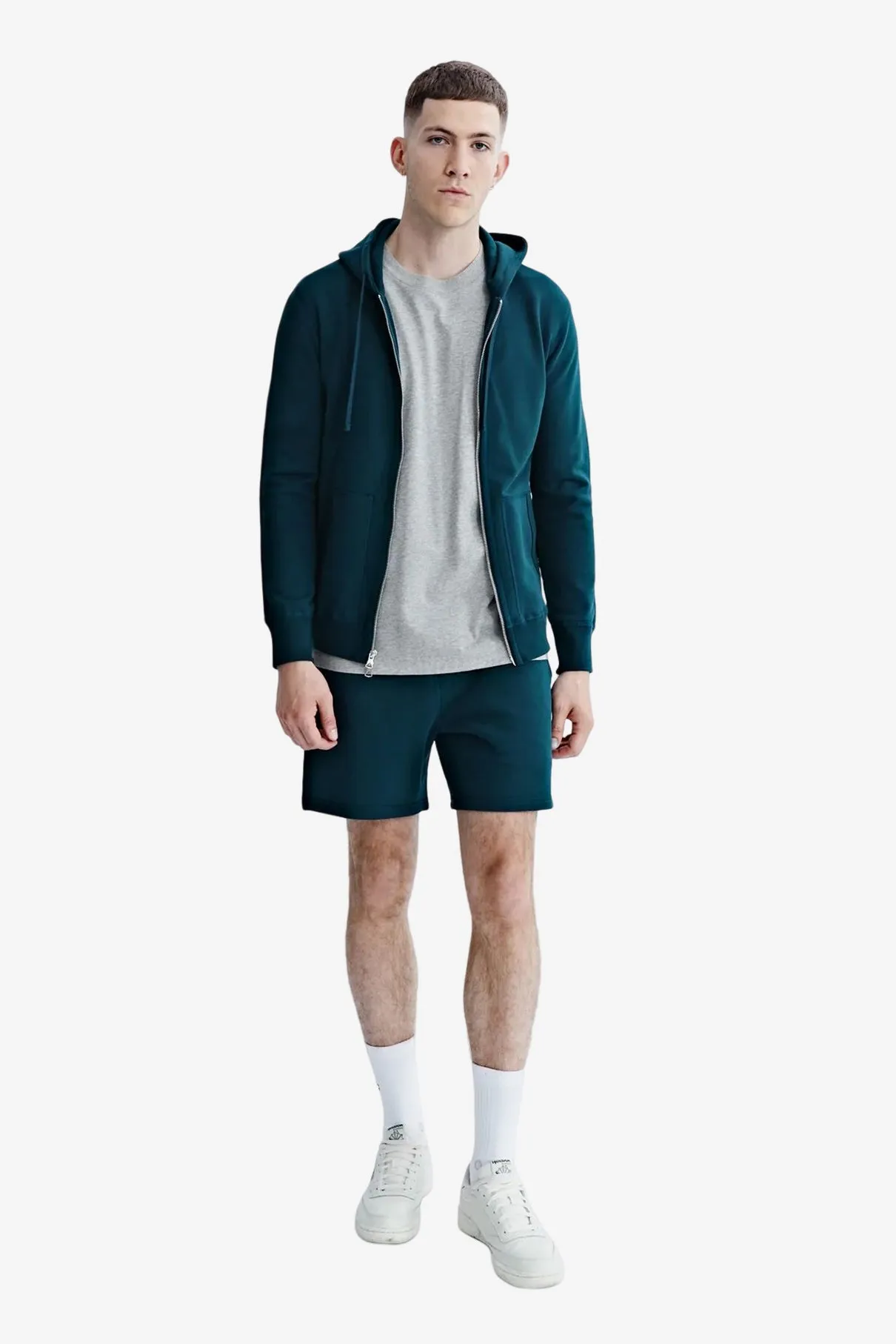 Midweight Terry Full Zip Hoodie - Deep Teal