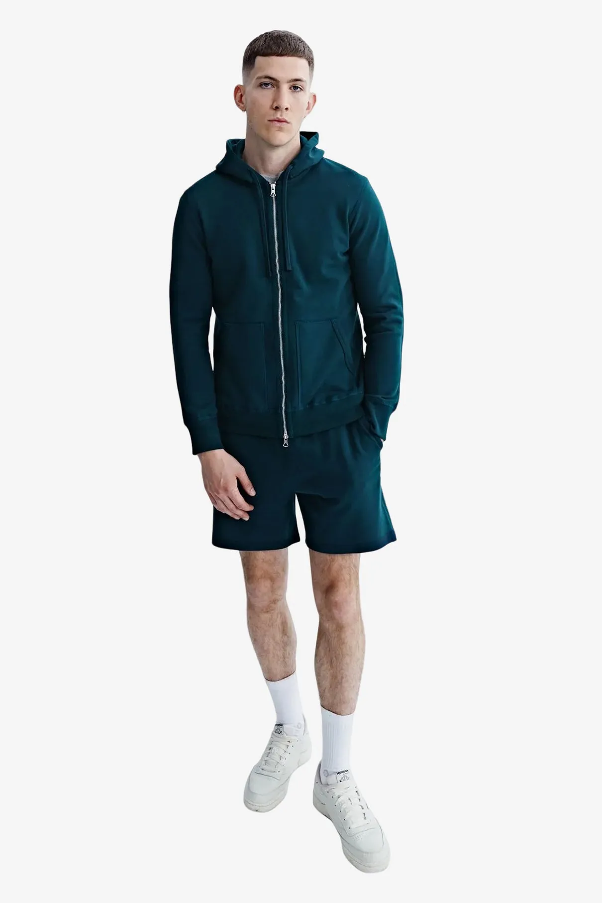 Midweight Terry Full Zip Hoodie - Deep Teal