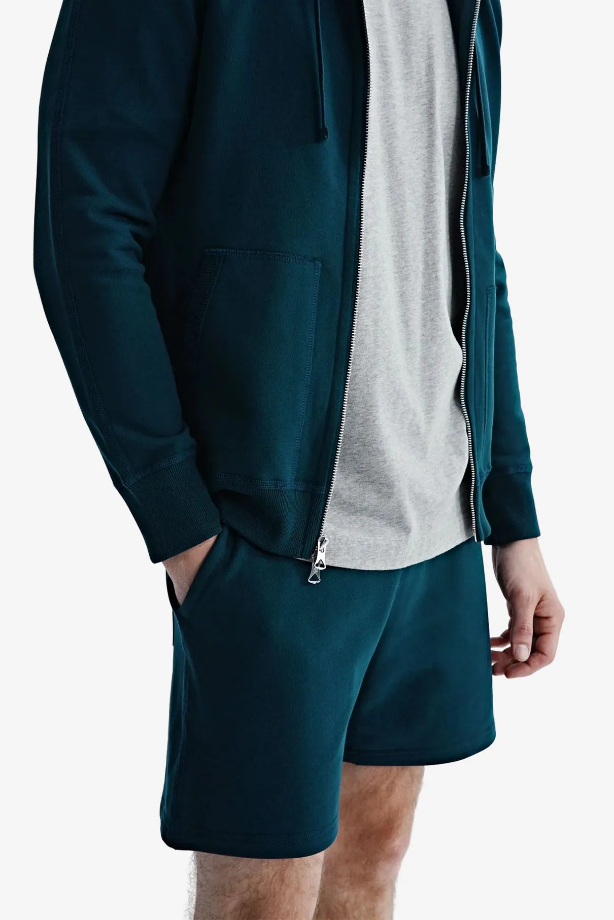 Midweight Terry Full Zip Hoodie - Deep Teal