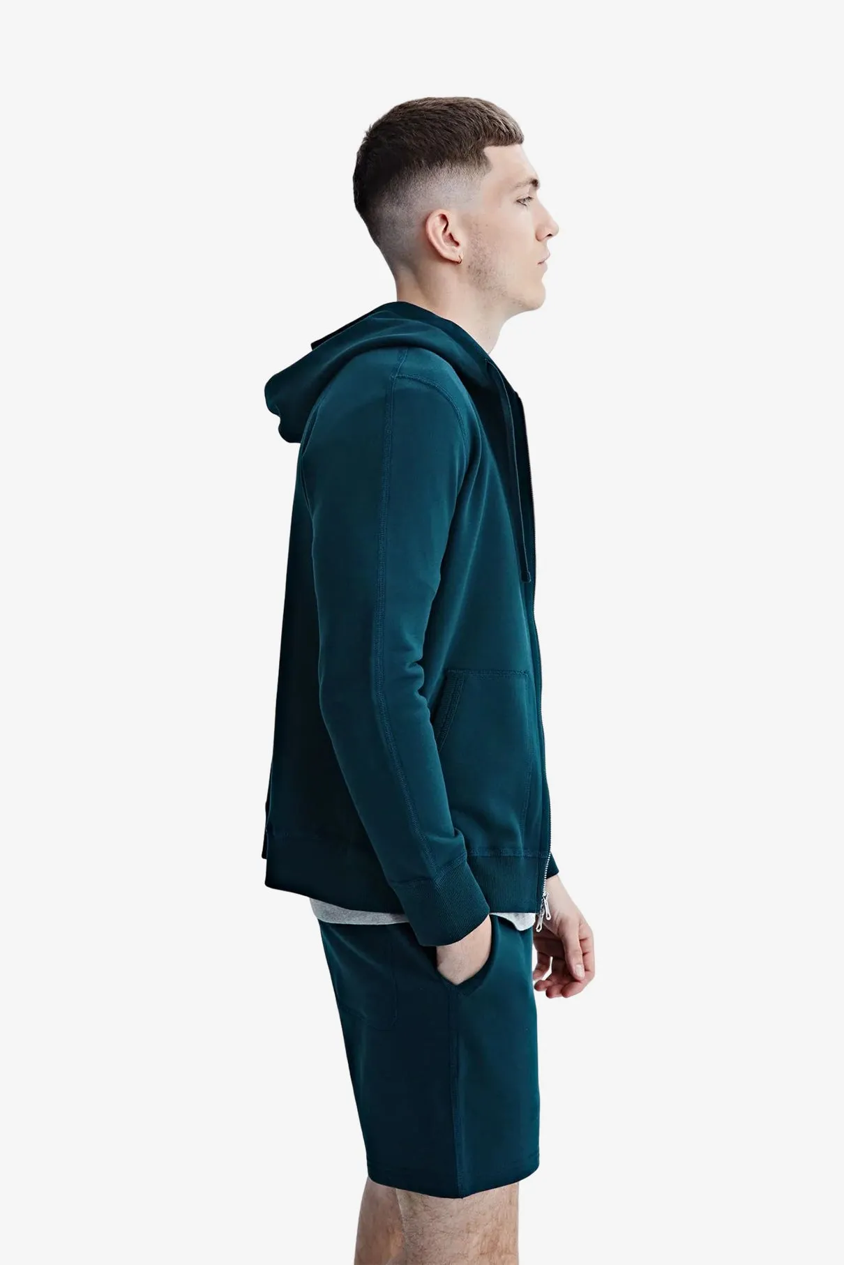 Midweight Terry Full Zip Hoodie - Deep Teal