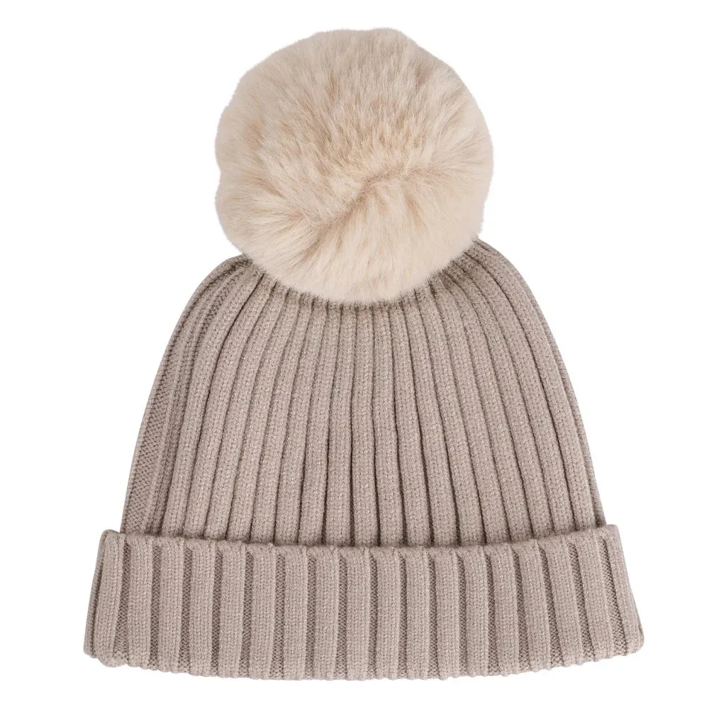 Mitch & Son - Knitted pom pom hat, grey