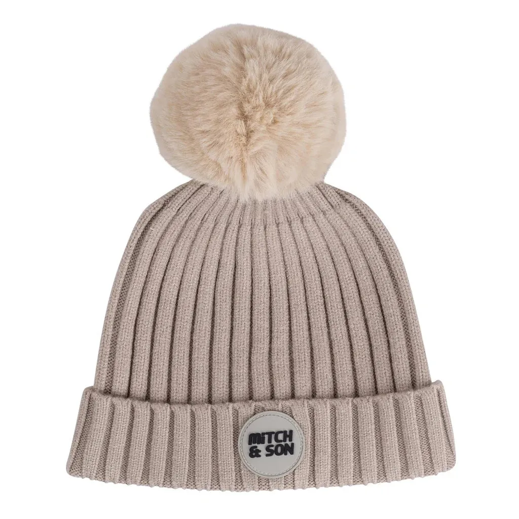 Mitch & Son - Knitted pom pom hat, grey