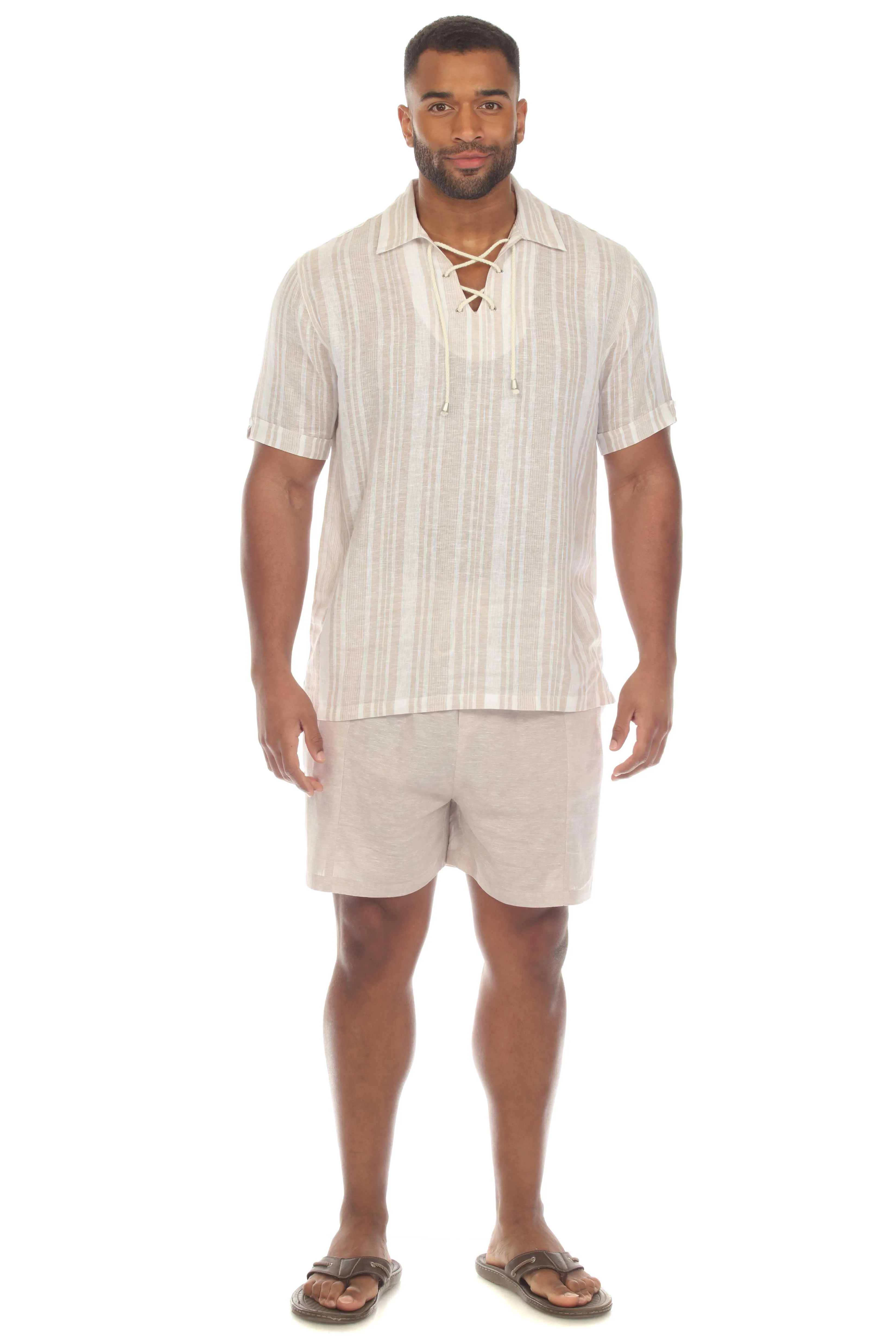 Mojito Men's Causal Beach Resort Wear Drawstring Shorts Linen Blend