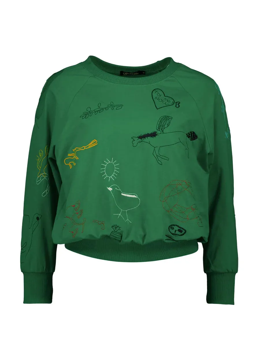 Montage Sweatshirt Emerald in Embroidered Cotton (Copy)