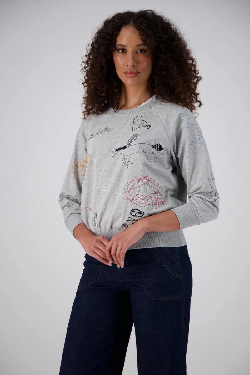 Montage Sweatshirt Grey in Embroidered Cotton