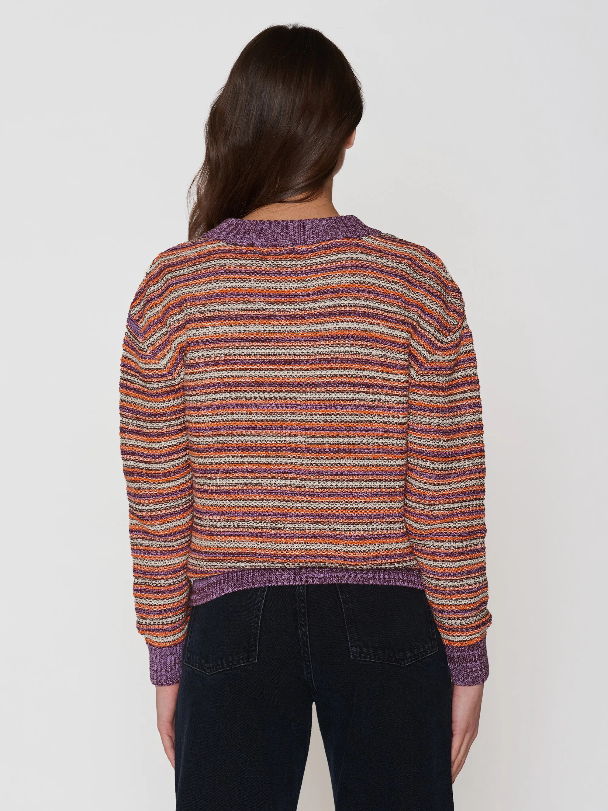 Multi color knitted crew neck - Lenzing/Vegan - Multi color stripe