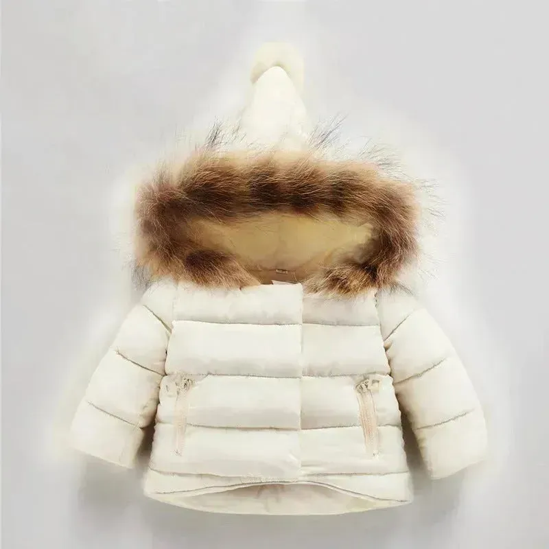 New born Baby Hooded Winter Jacket toddler winter coat Baby parka coat 5t winter Faux fur  jacket