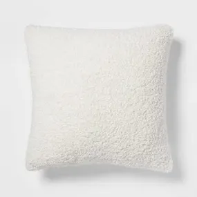 New - Euro Traditional Cozy Faux Shearling Fur Decorative Throw Pillow Cream - Threshold