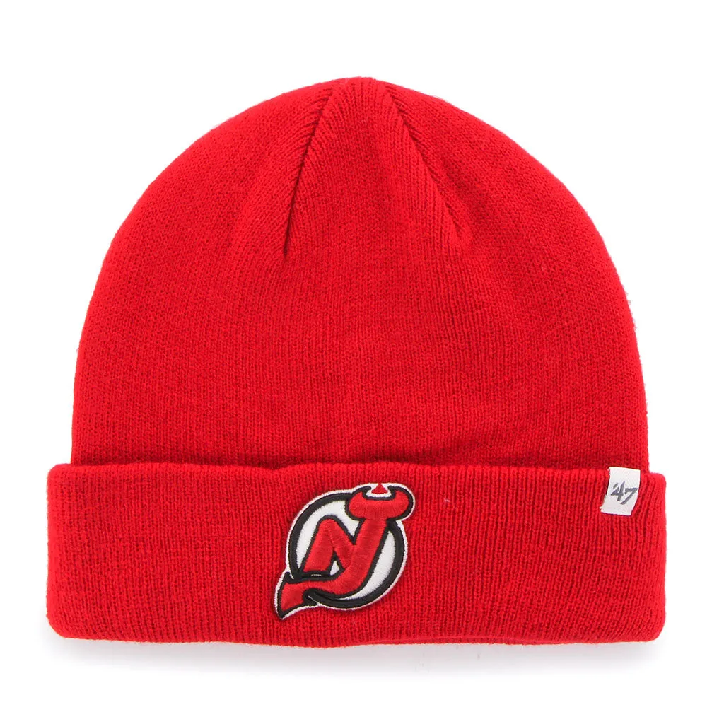 New Jersey Devils NHL 47 Brand Men's Red Raised Cuff Knit Beanie