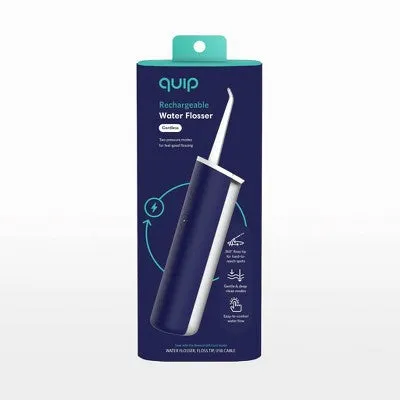 New - quip Rechargeable Cordless Plastic Water Flosser with 2 Modes   360º Tip - Midnight Blue