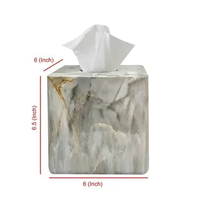 New - Stone Hedge Resin Decorative Square Tissue Box Cover - Nu Steel