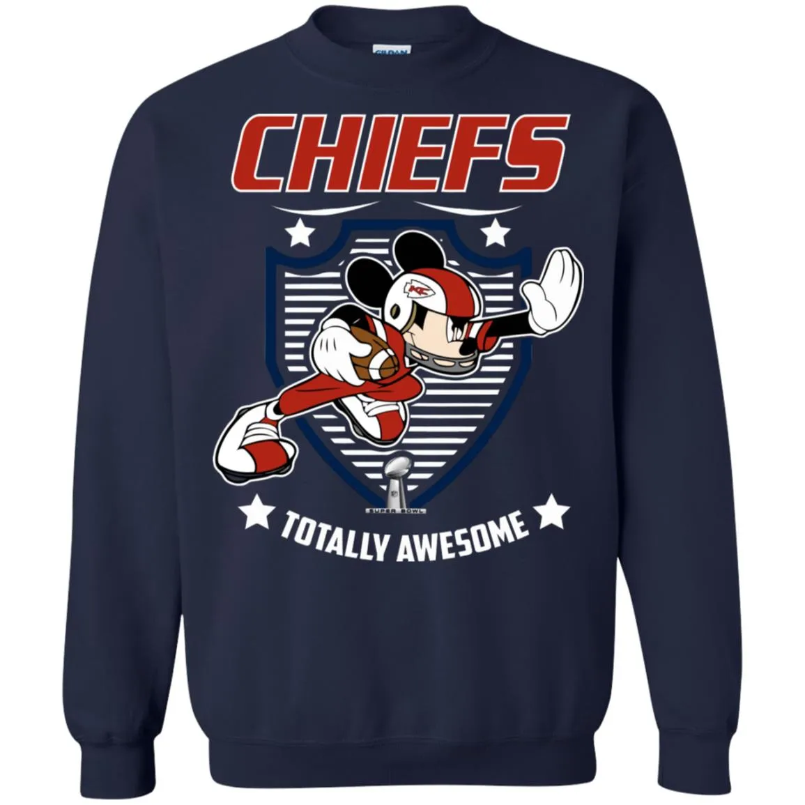 Nfl – Kansas City Chiefs Totally Awesome Mickey Mouse Super Bowl 2019 Football Crewneck Pullover Sweatshirt