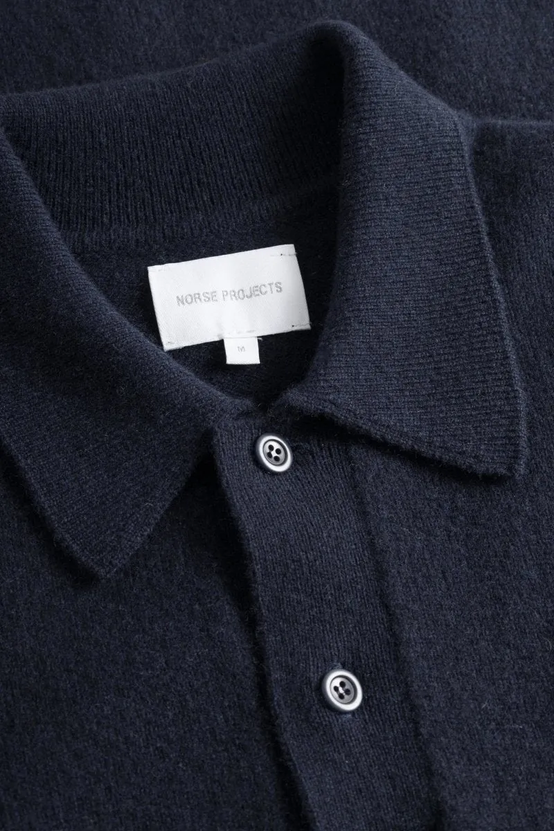 Norse Projects Standard Merino Lambswool Polo Dark Navy