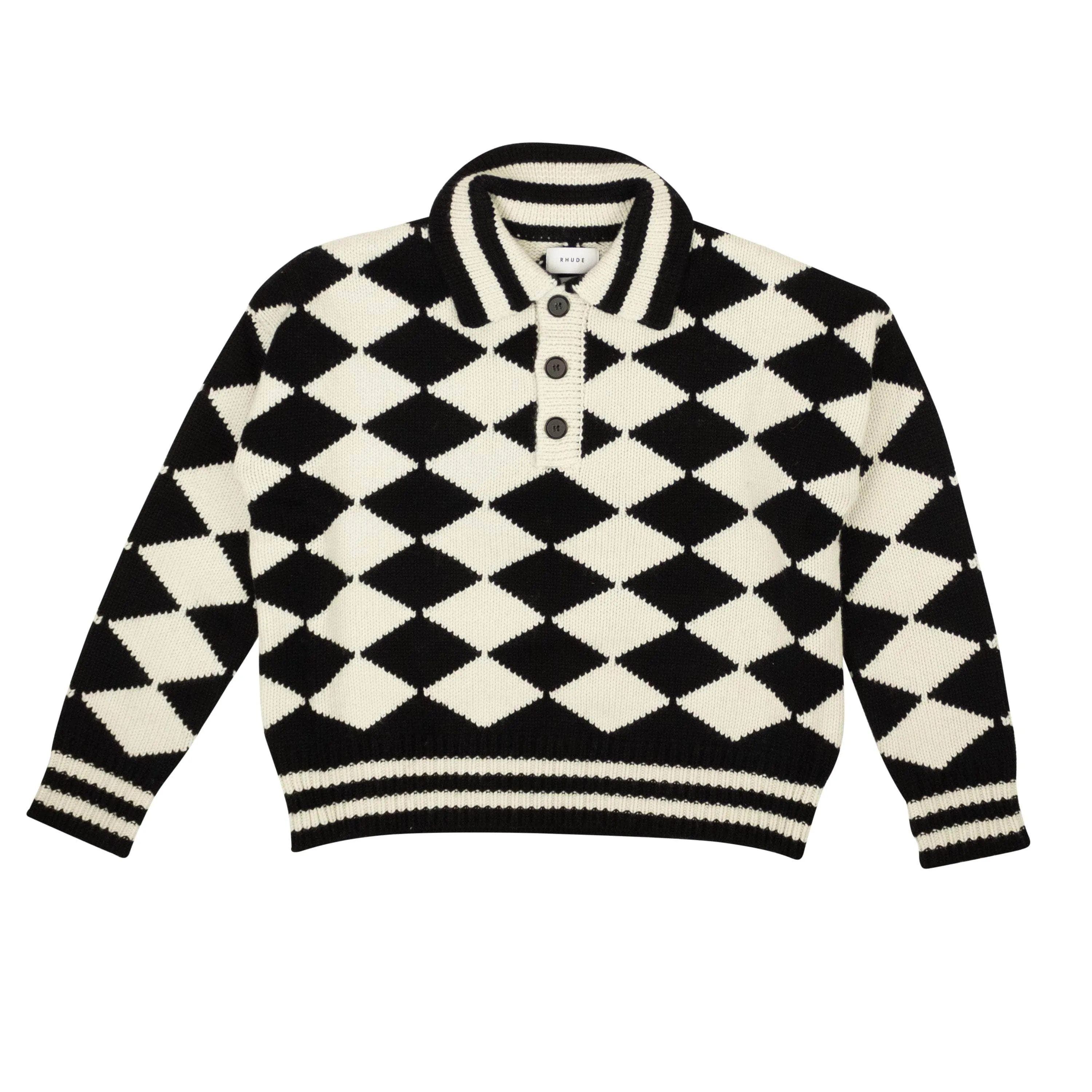 NWT RHUDE x McLaren Black & White Flag Polo Sweater Size M $1245