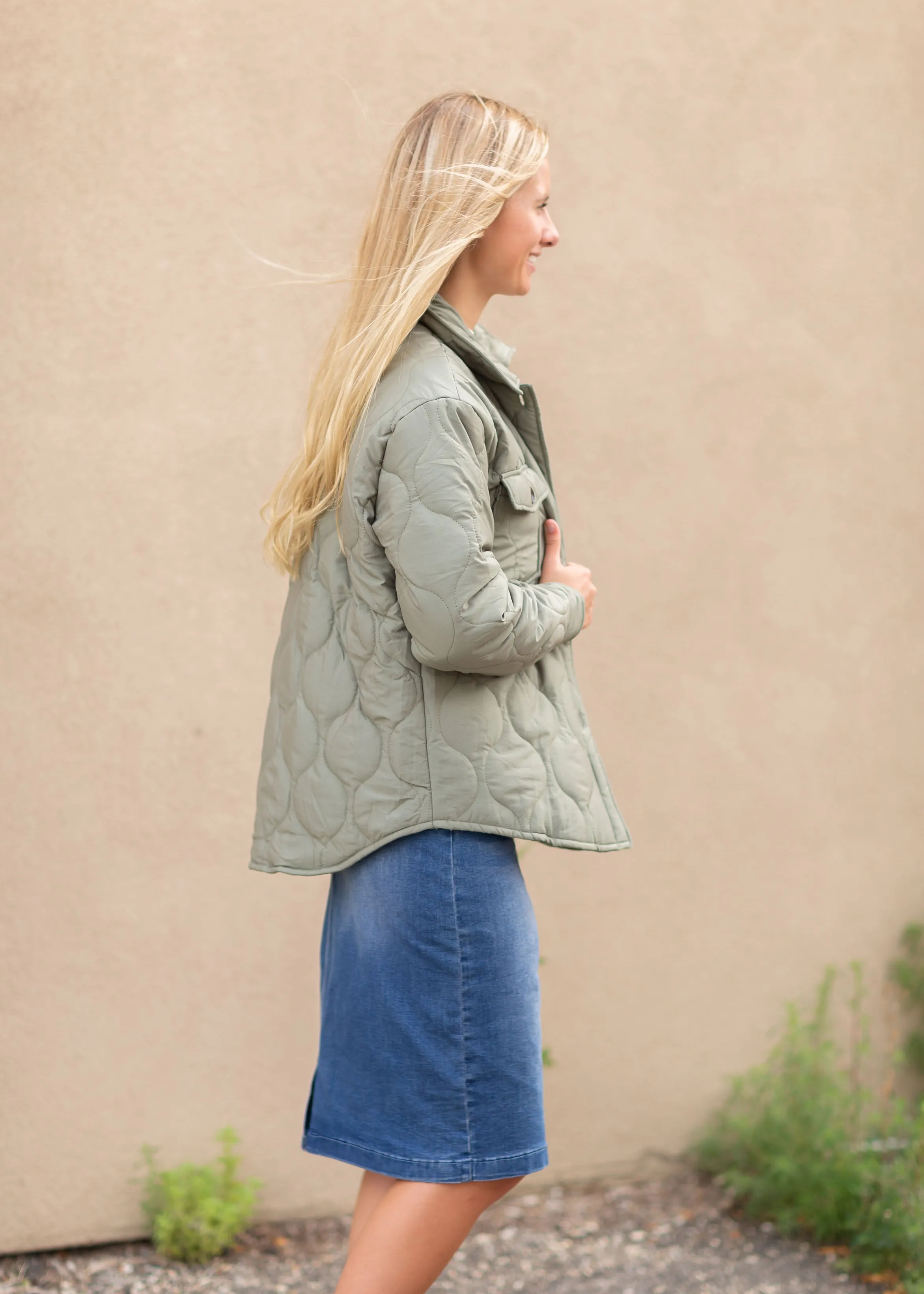 Olive Padded Long Sleeve Jacket - FINAL SALE