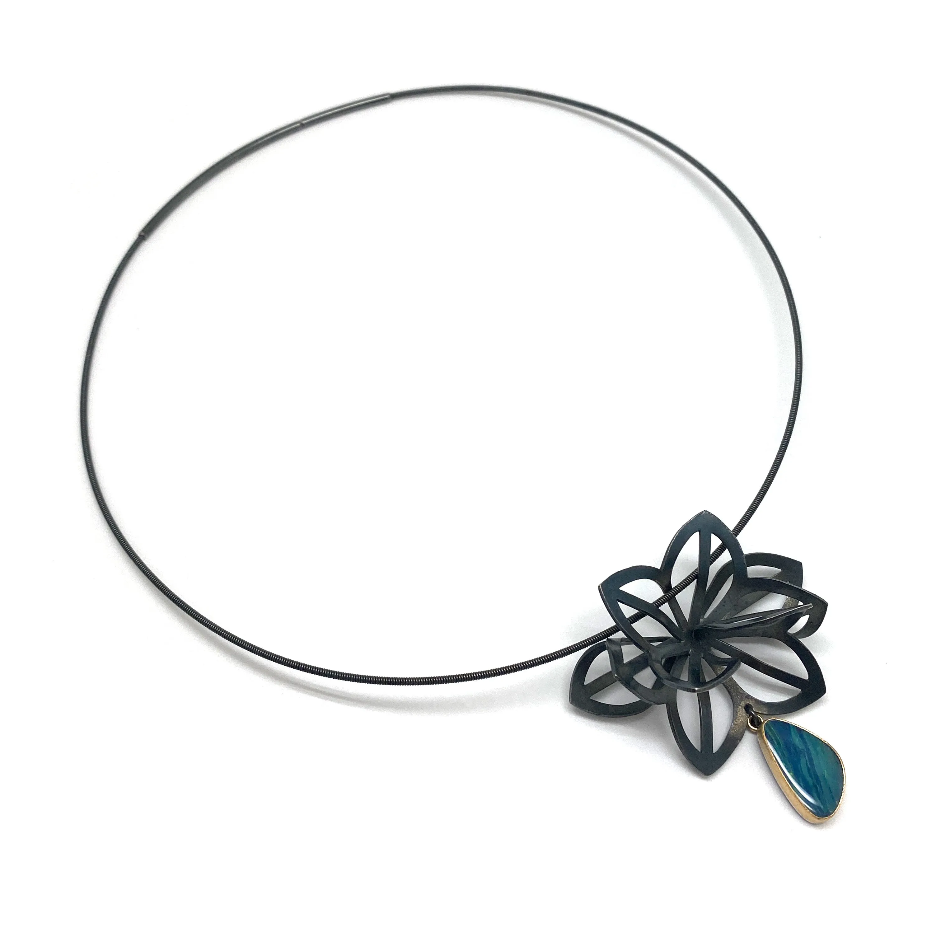 Opal Dahlia Origami Necklace