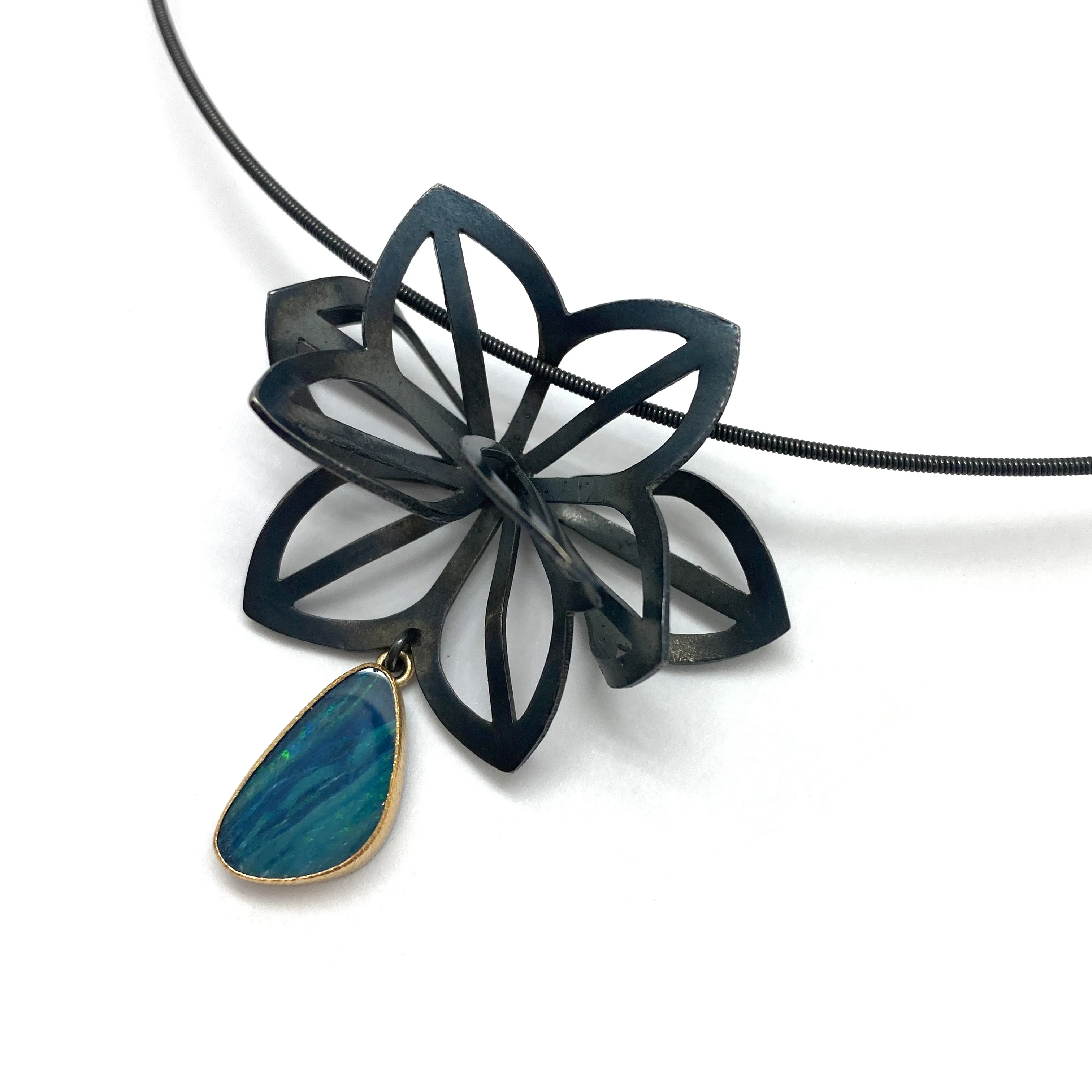 Opal Dahlia Origami Necklace