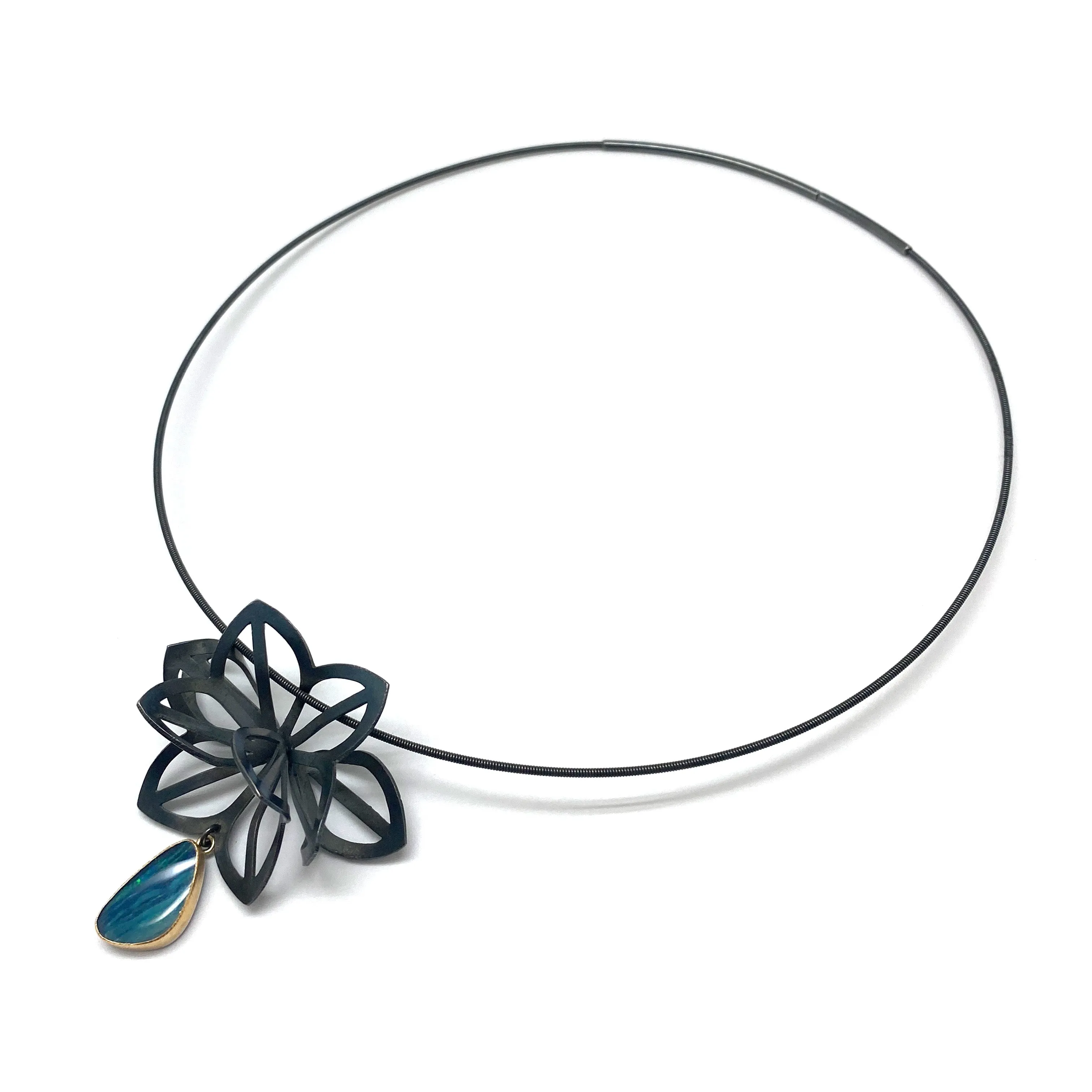 Opal Dahlia Origami Necklace