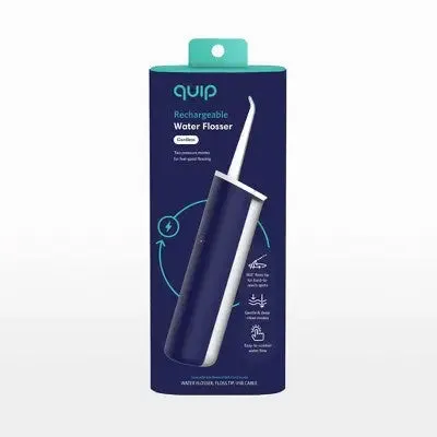 Open Box - quip Rechargeable Cordless Plastic Water Flosser with 2 Modes   360º Tip - Midnight Blue