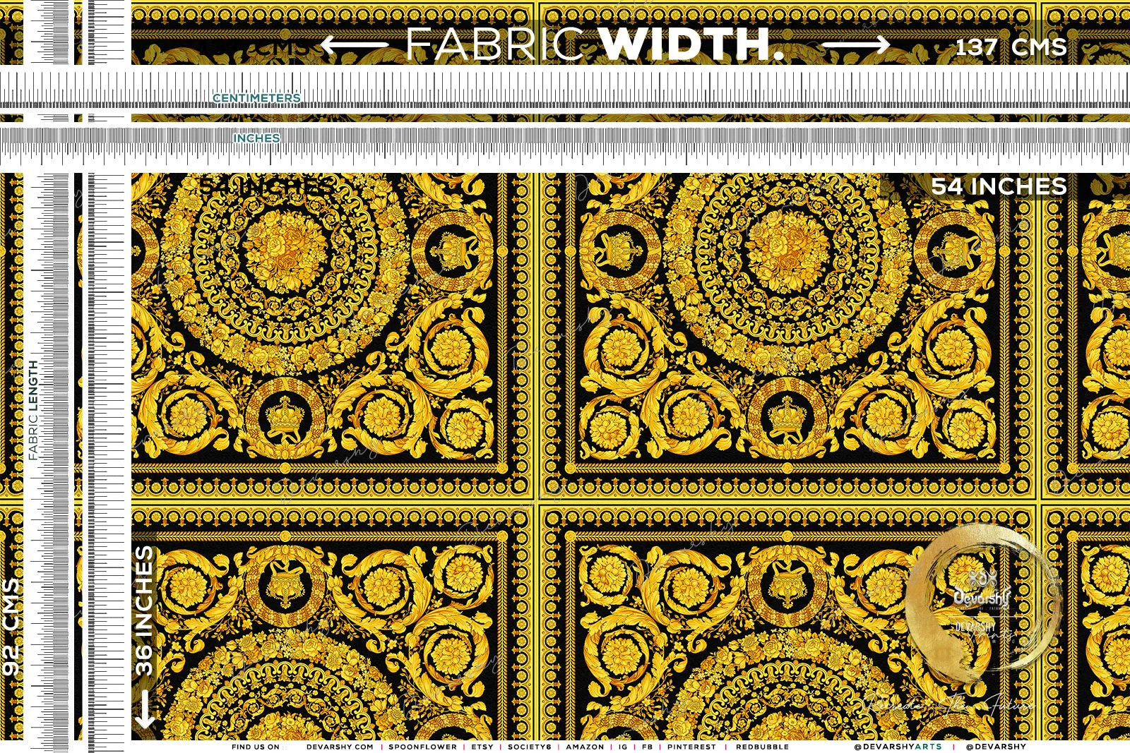 Opulent Gold Upholstery Fabric 3meters 4 Colors & 12 Furnishing Fabrics Ornate Baroque Fabric By the Yard  | D20033