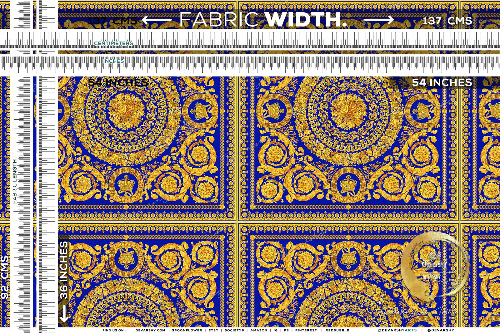 Opulent Gold Upholstery Fabric 3meters 4 Colors & 12 Furnishing Fabrics Ornate Baroque Fabric By the Yard  | D20033