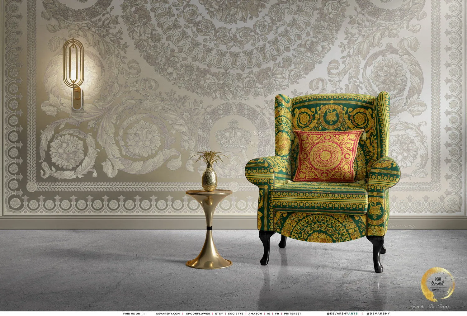 Opulent Gold Upholstery Fabric 3meters 4 Colors & 12 Furnishing Fabrics Ornate Baroque Fabric By the Yard  | D20033