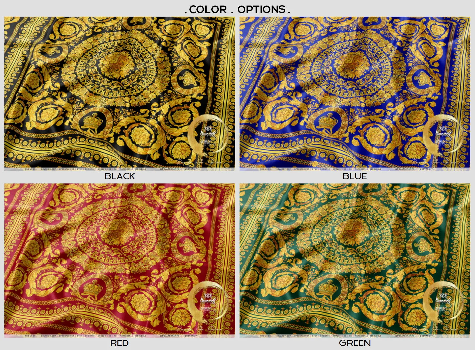 Opulent Gold Upholstery Fabric 3meters 4 Colors & 12 Furnishing Fabrics Ornate Baroque Fabric By the Yard  | D20033