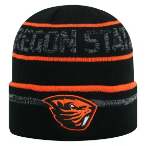 Oregon State Beavers TOW Black Striped "Effect" Style Cuffed Knit Beanie Cap