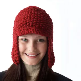 Patons Knit Earflap Hat With Peak